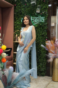 Blue Premium And Elegant Satin Saree For Women