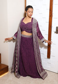 Purple Premium Crop Top With Shrug For Women