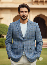Worsted Cotton Double-Breasted Blazer