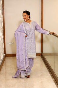 Purple Premium Crepe Kurta Set For Women