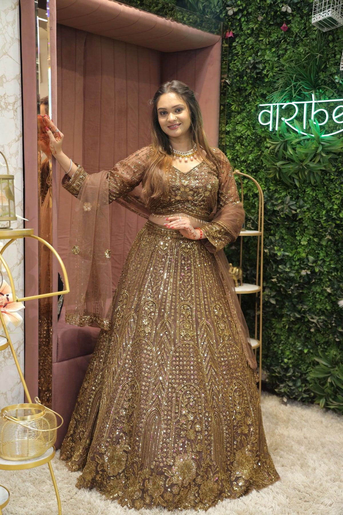 Brown Premium And Elegant Net Lehenga For Women