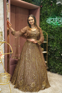 Brown Premium And Elegant Net Lehenga For Women