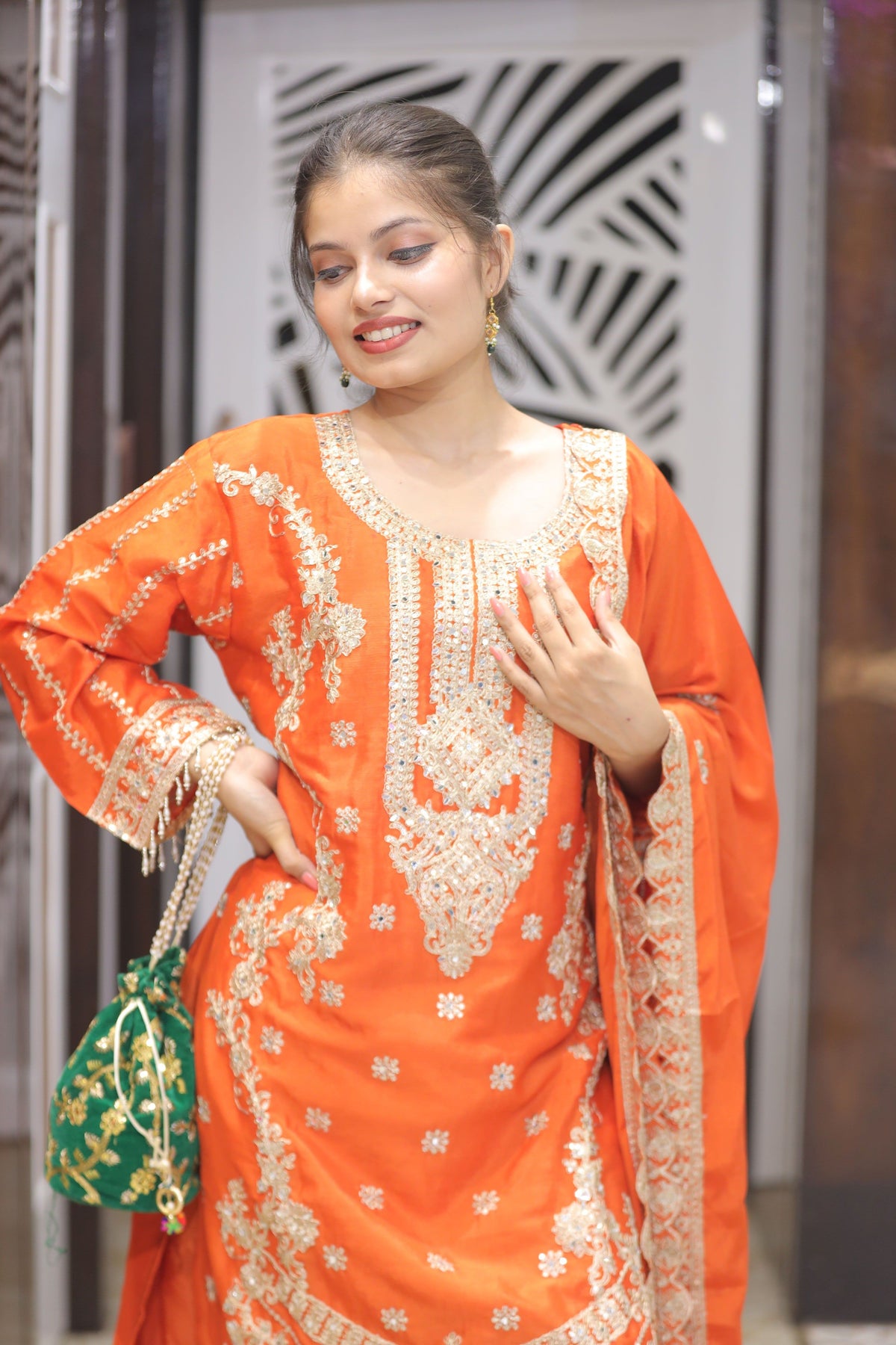 Orange Premium Farshi Kurta Set For Women