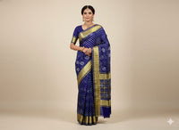 Royal Blue Modal Silk Bandhej Saree with Zari Work