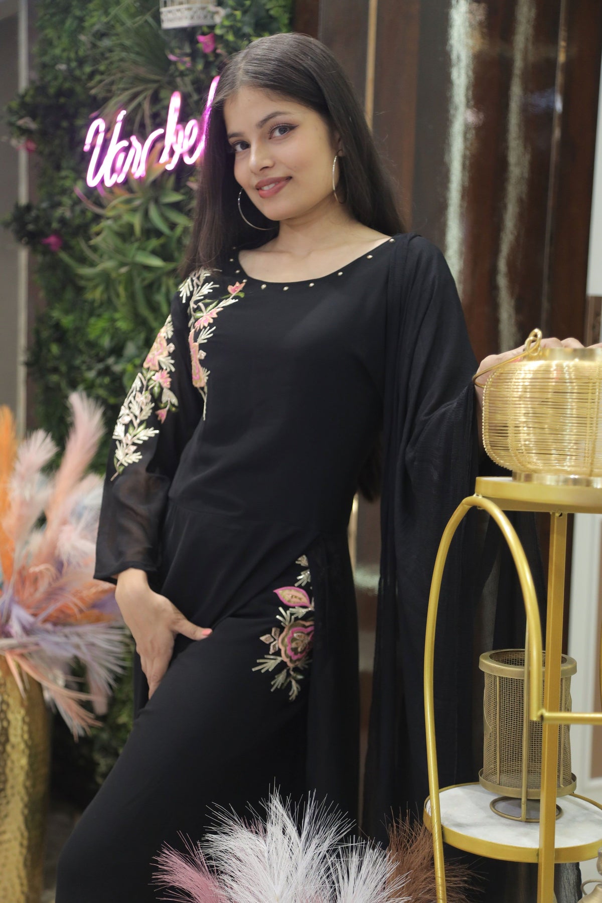 Black Premium Georgette Kurta Set For Women