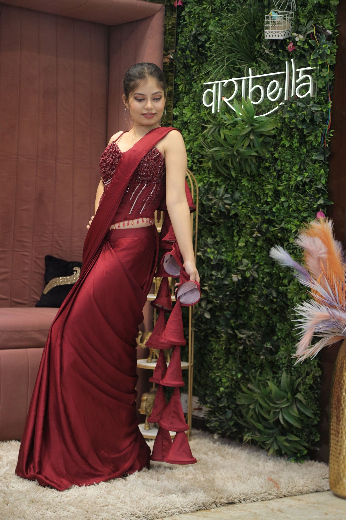 Red Premium And Elegant Satin Saree For Women