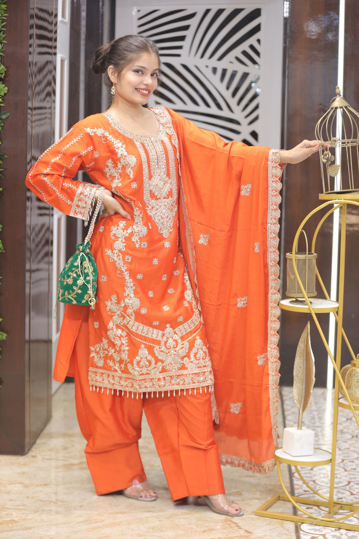 Orange Premium Farshi Kurta Set For Women