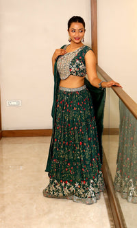 Green Premium And Elegant Georgette Lehenga For Women