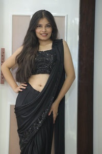 Black Premium And Elegant Lycra Saree For Women