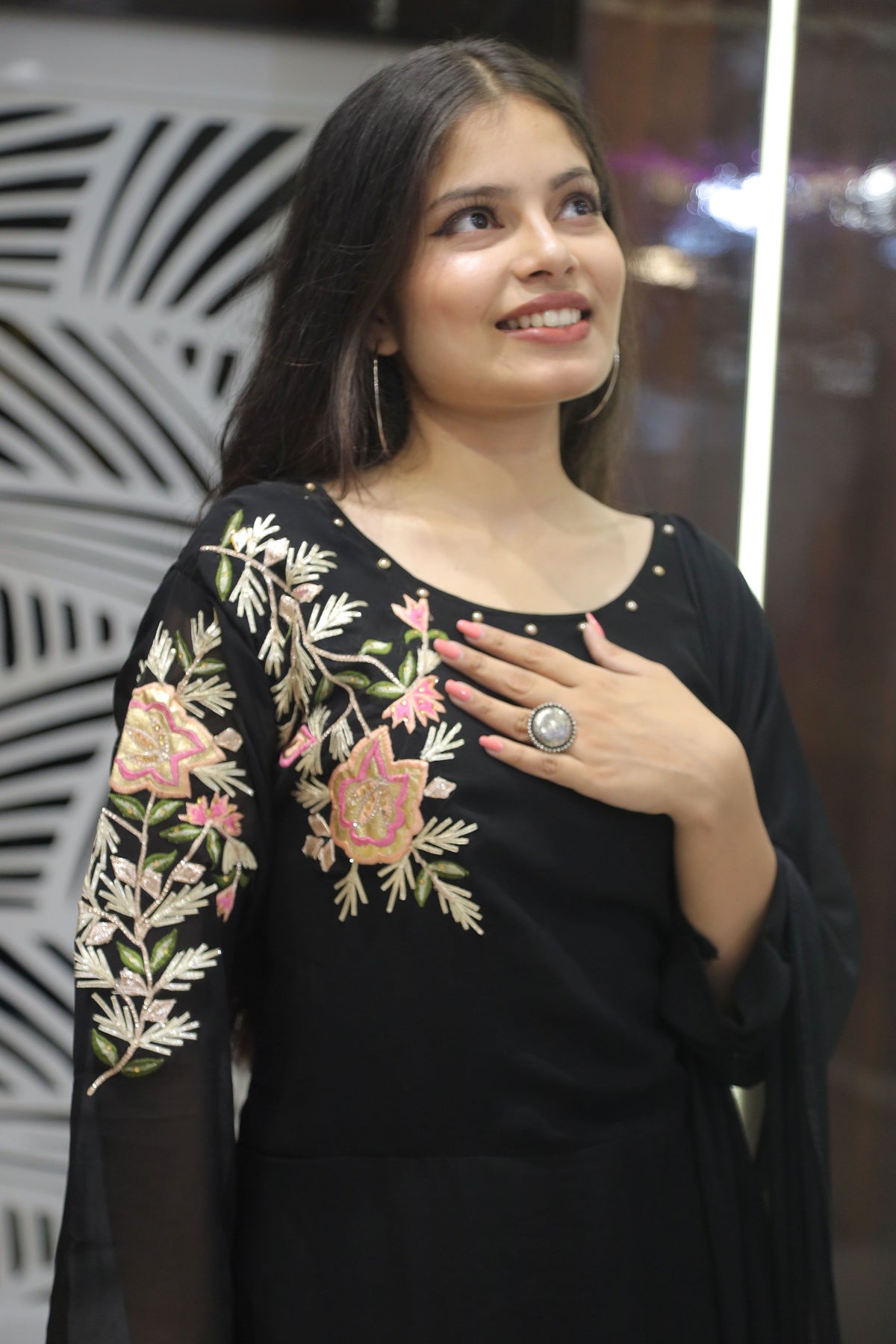 Black Premium Georgette Kurta Set For Women