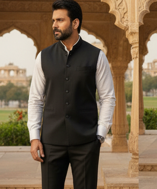 Self-Weave Cotton Nehru Jacket