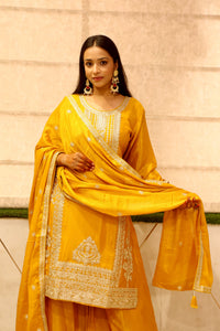 Yellow Premium Crepe Kurta Set For Women