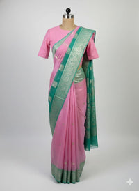 Pink Pure Chiffon Saree with Zari Work