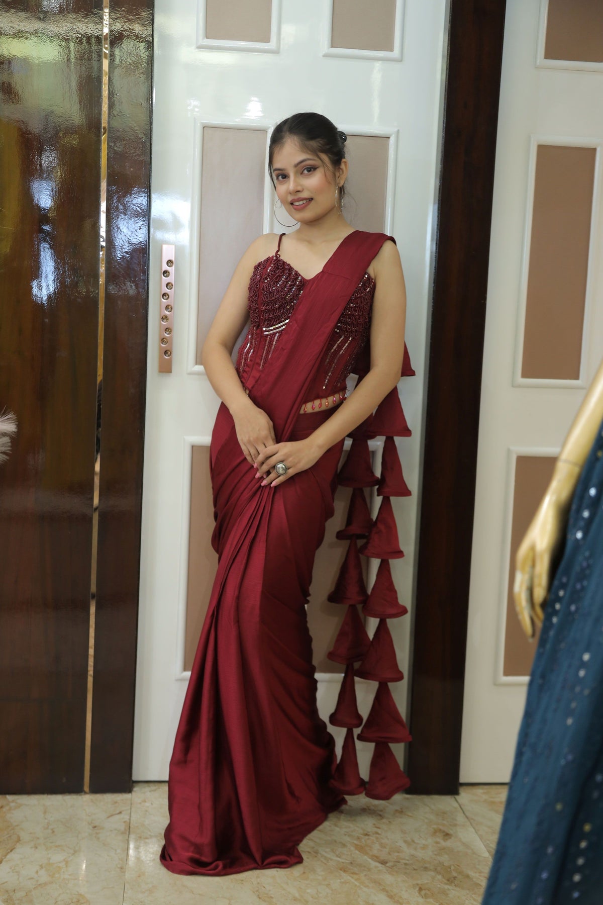 Red Premium And Elegant Satin Saree For Women