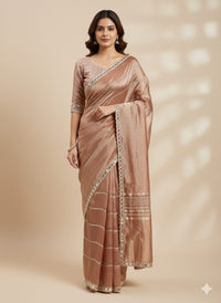 Rose Gold Jimmy Choo Organza Handwork Saree