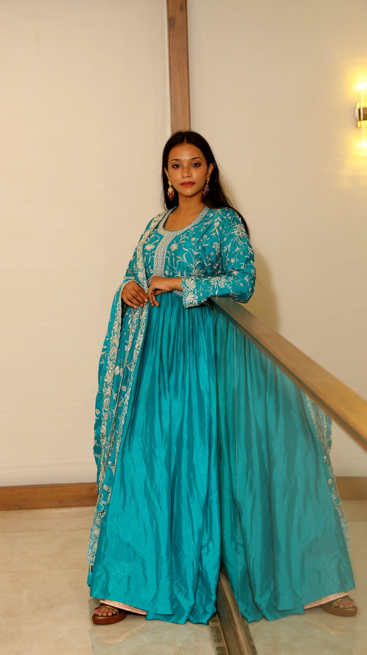 Sea Green Premium Chinnon Kurta Set For Women