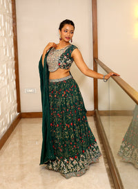 Green Premium And Elegant Georgette Lehenga For Women