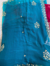 Blue Pure Chiffon Saree with Gotta Patti and Handwork