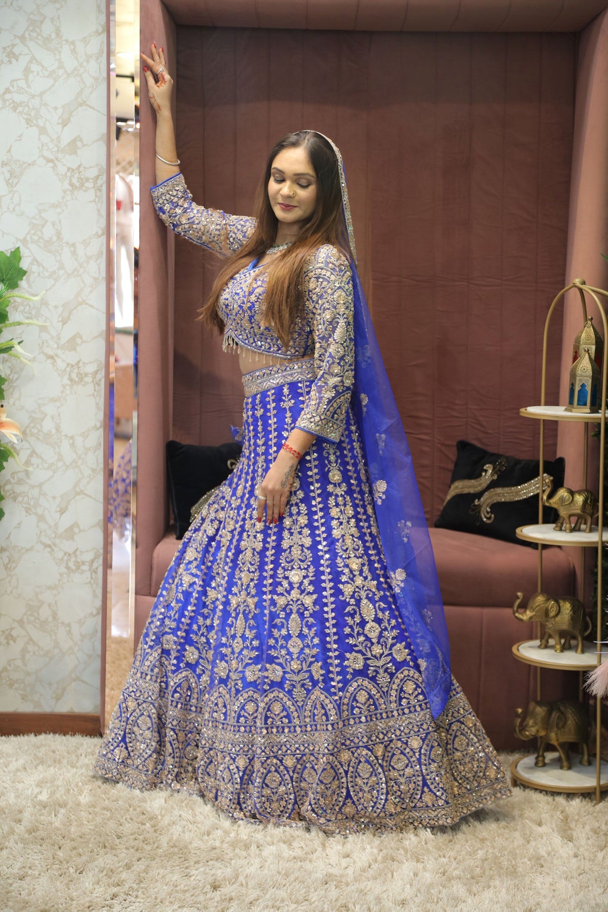 Blue Premium And Elegant Net Lehenga For Women