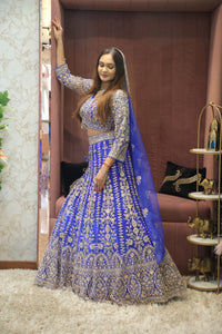 Blue Premium And Elegant Net Lehenga For Women