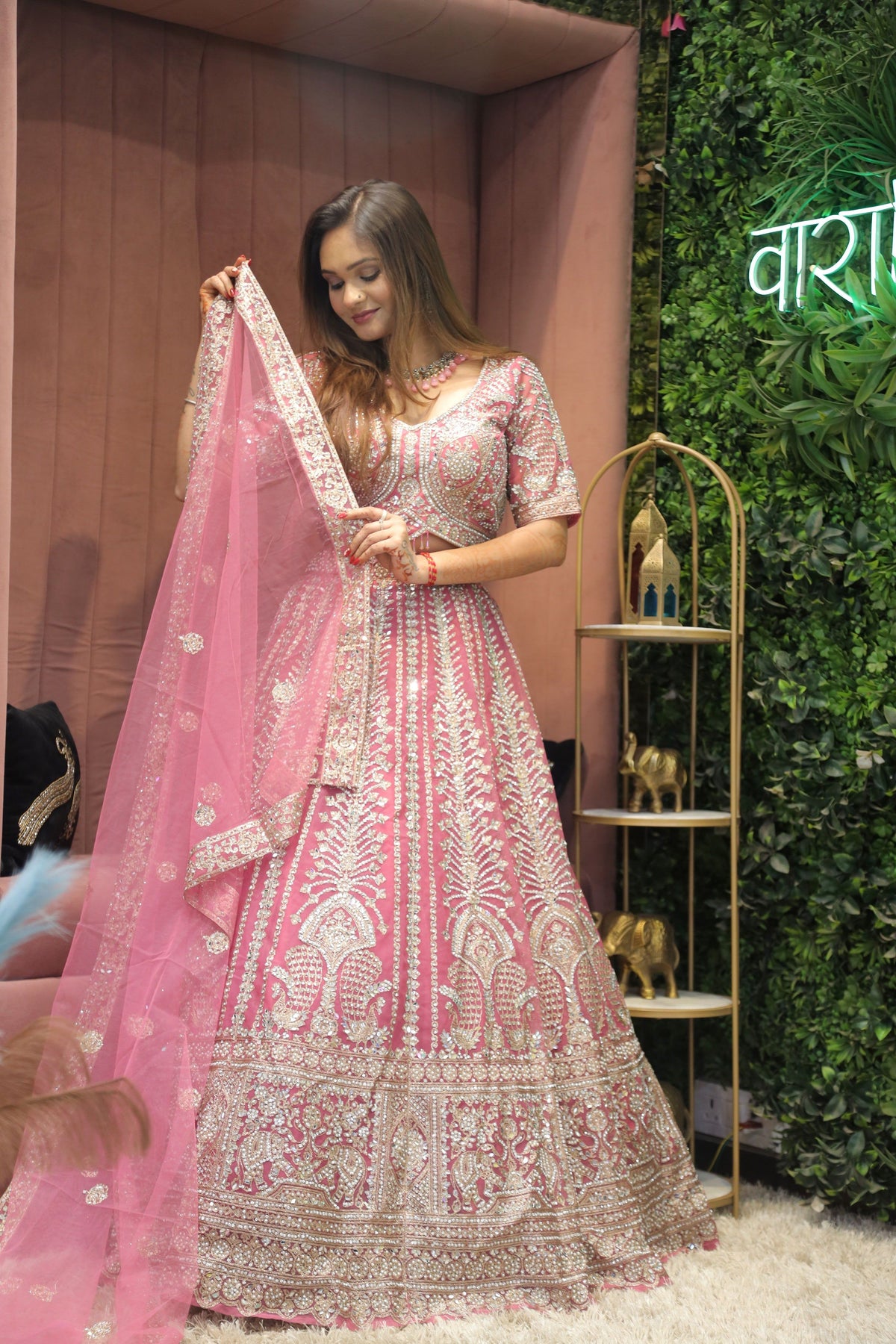 Pink Premium And Elegant Net Lehenga For Women