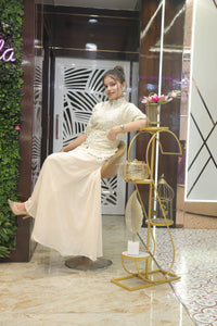 White Premium Elegant Top With Palazzo For Women