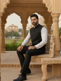 Self-Weave Cotton Nehru Jacket