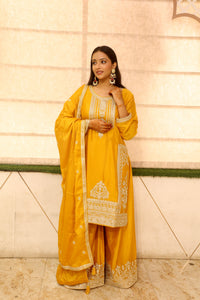 Yellow Premium Crepe Kurta Set For Women