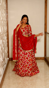 Orange Premium And Elegant Bandhej Lehenga For Women