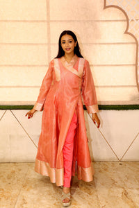 Orange Premium Chanderi Kurta Set For Women