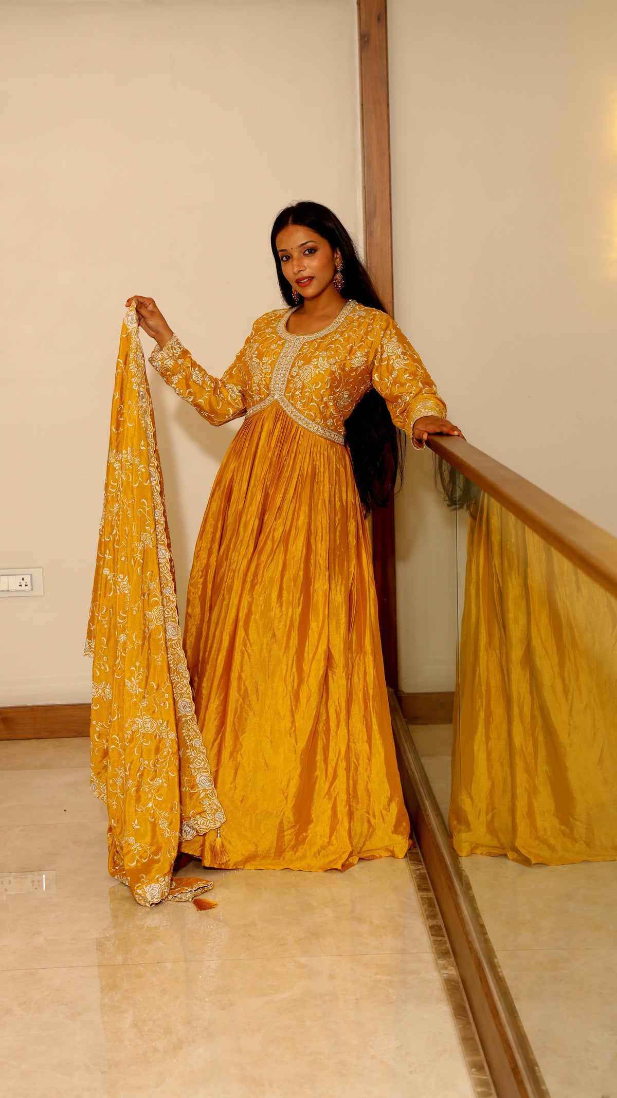 Yellow Premium Chinnon Kurta Set For Women
