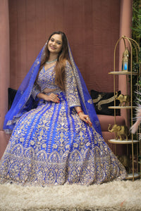 Blue Premium And Elegant Net Lehenga For Women