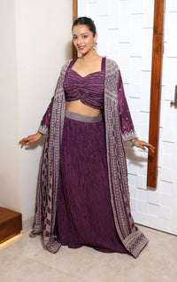 Purple Premium Crop Top With Shrug For Women