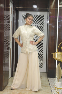 White Premium Elegant Top With Palazzo For Women