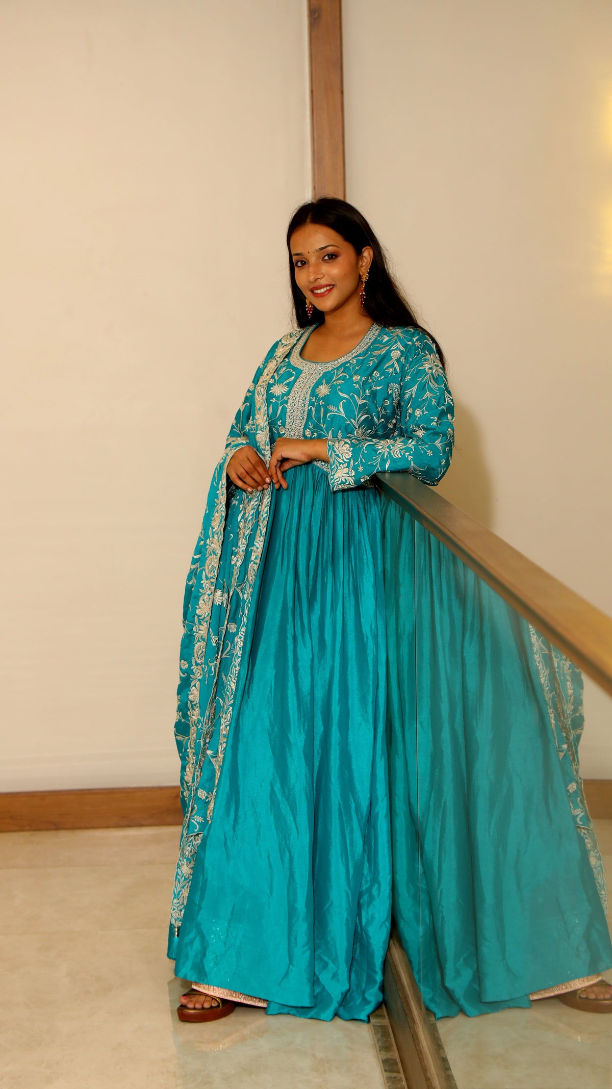 Sea Green Premium Chinnon Kurta Set For Women