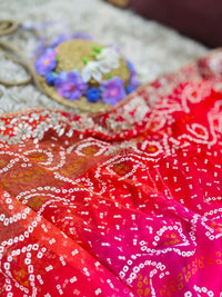 Pink Pure Chiffon Saree with Gotta Patti and Handwork