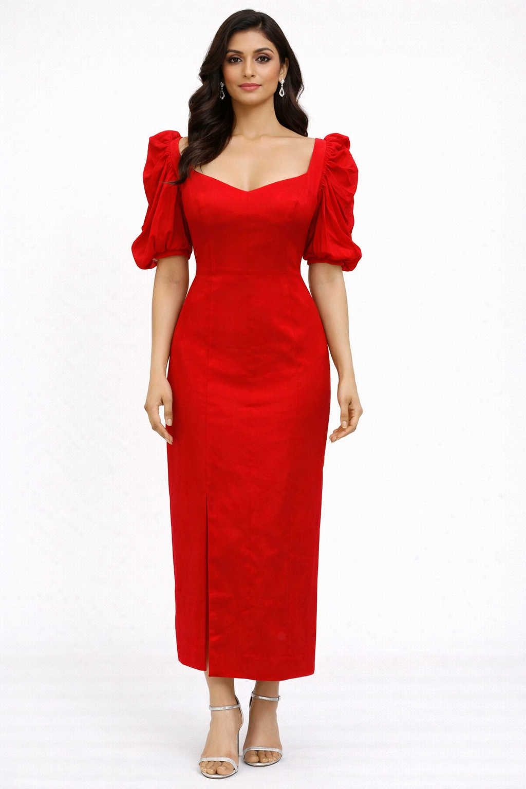 Ankle-Length One-Piece Dress with Side Slit