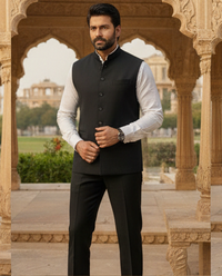 Self-Weave Cotton Nehru Jacket