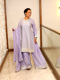 Purple Premium Crepe Kurta Set For Women