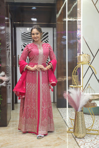 Pink Premium Georgette Indo-Western Set For Women