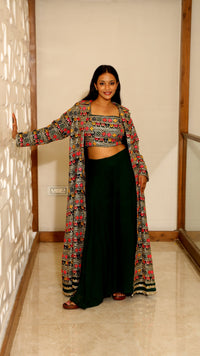 Back Premium Embroidered Crop Top With Shrug For Women