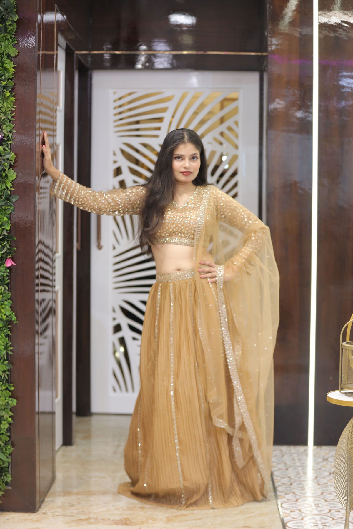 Golden Premium And Elegant Net Lehenga For Women