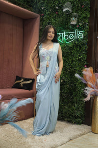 Blue Premium And Elegant Satin Saree For Women