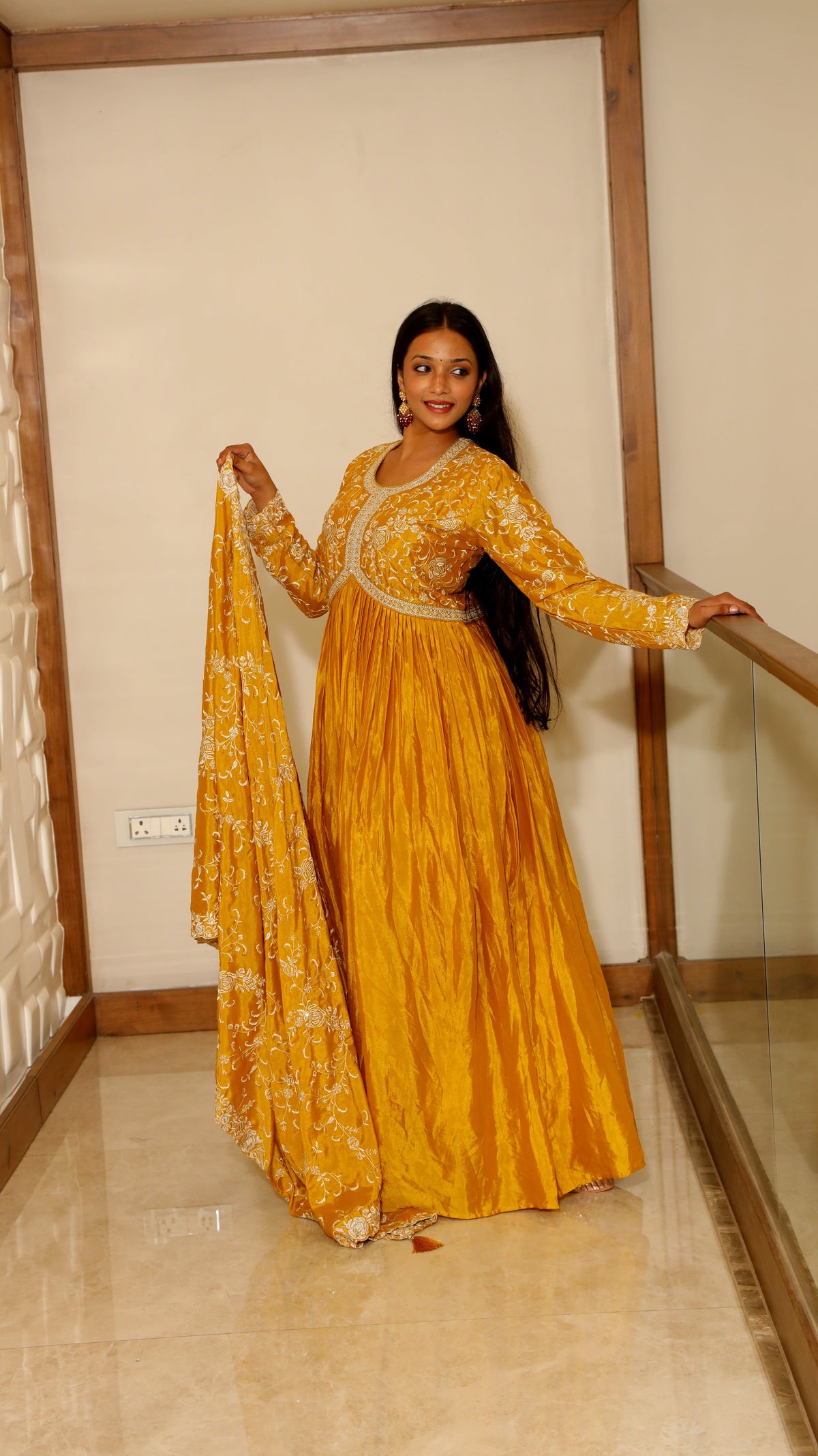 Yellow Premium Chinnon Kurta Set For Women