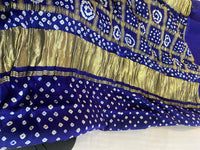 Royal Blue Modal Silk Bandhej Saree with Zari Work