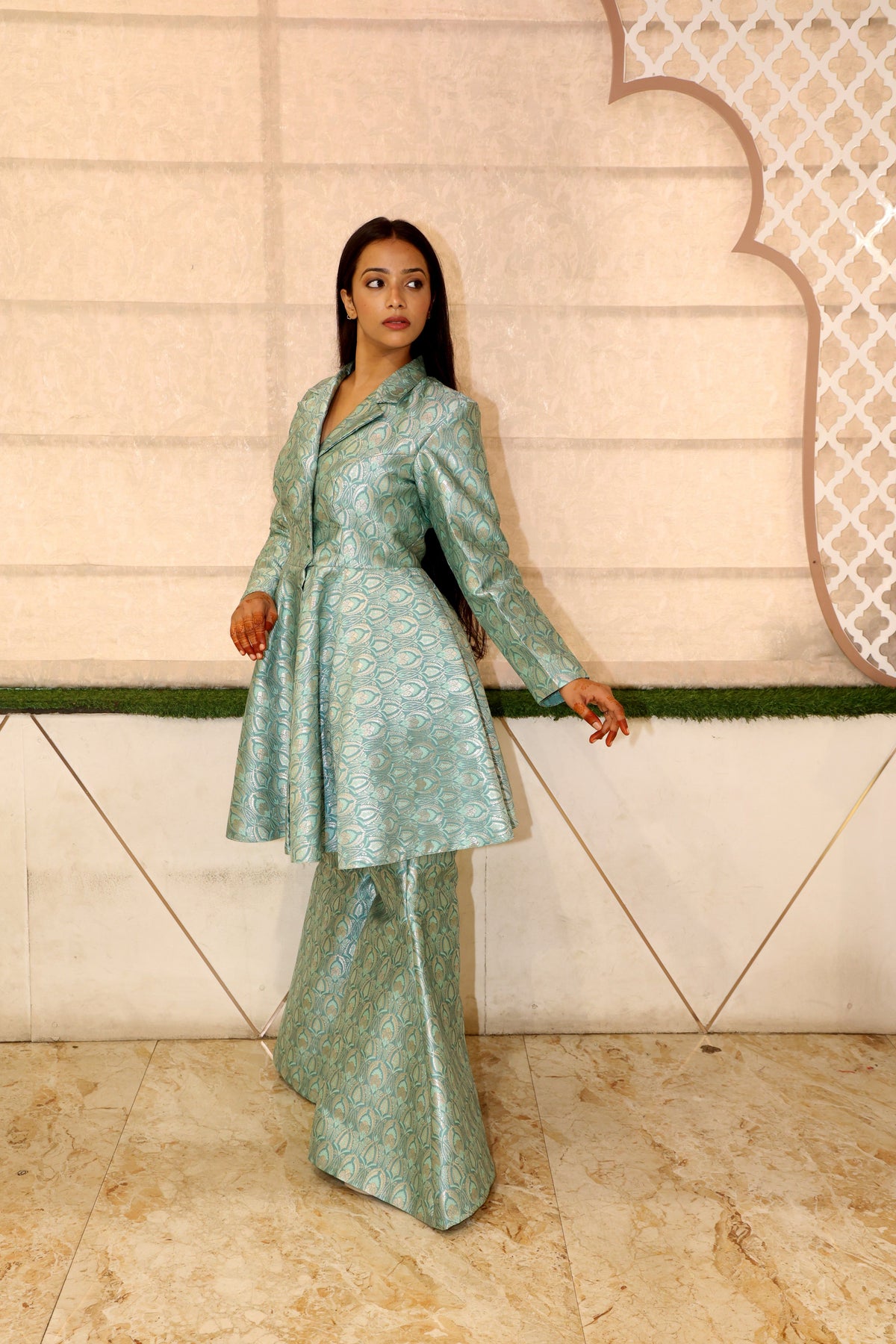 Green Premium Brocade Kurta Set For Women