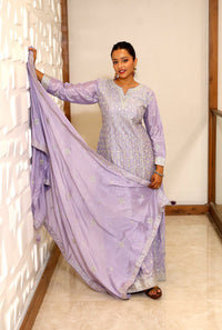 Purple Premium Crepe Kurta Set For Women