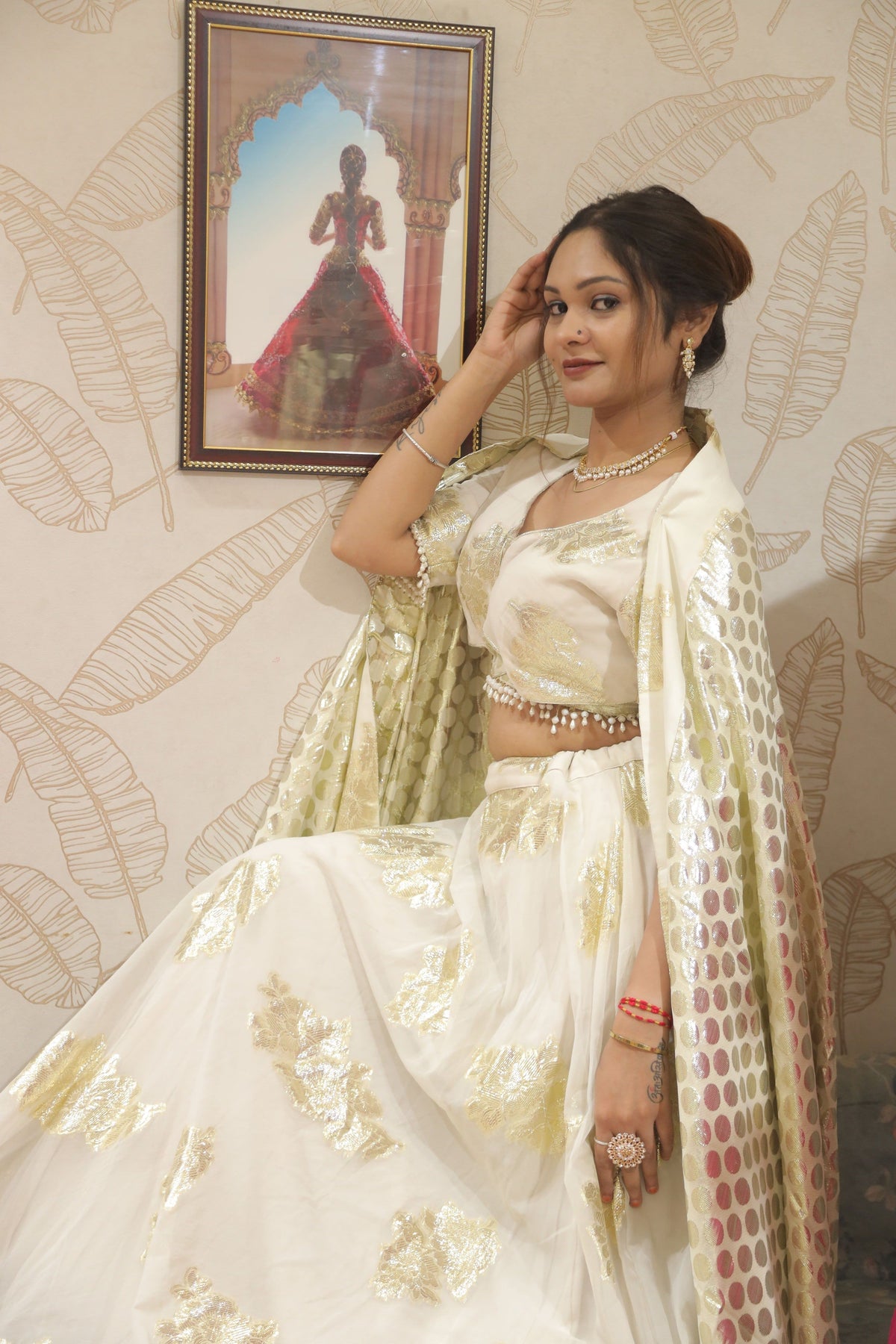 White Premium And Elegant Gota Patti Lehenga For Women