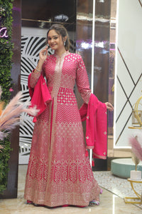 Pink Premium Georgette Indo-Western Set For Women