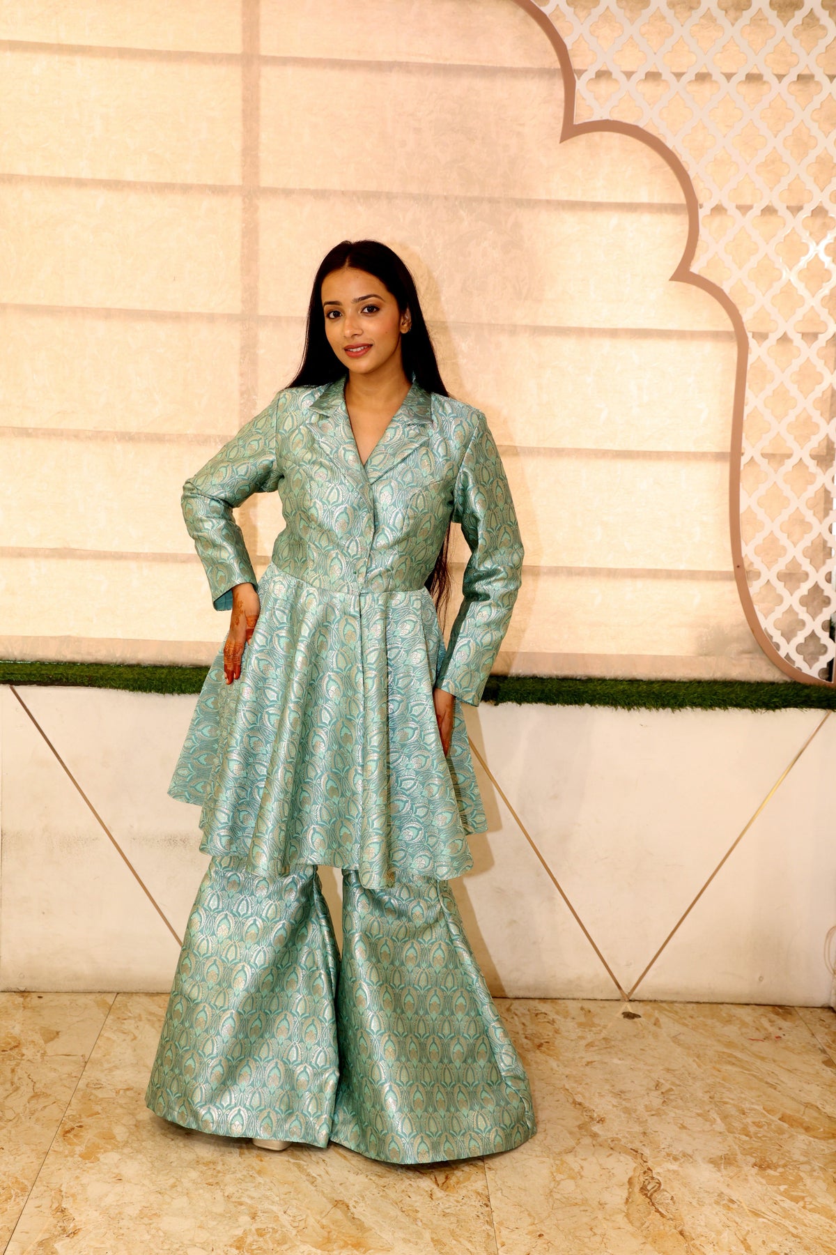 Green Premium Brocade Kurta Set For Women